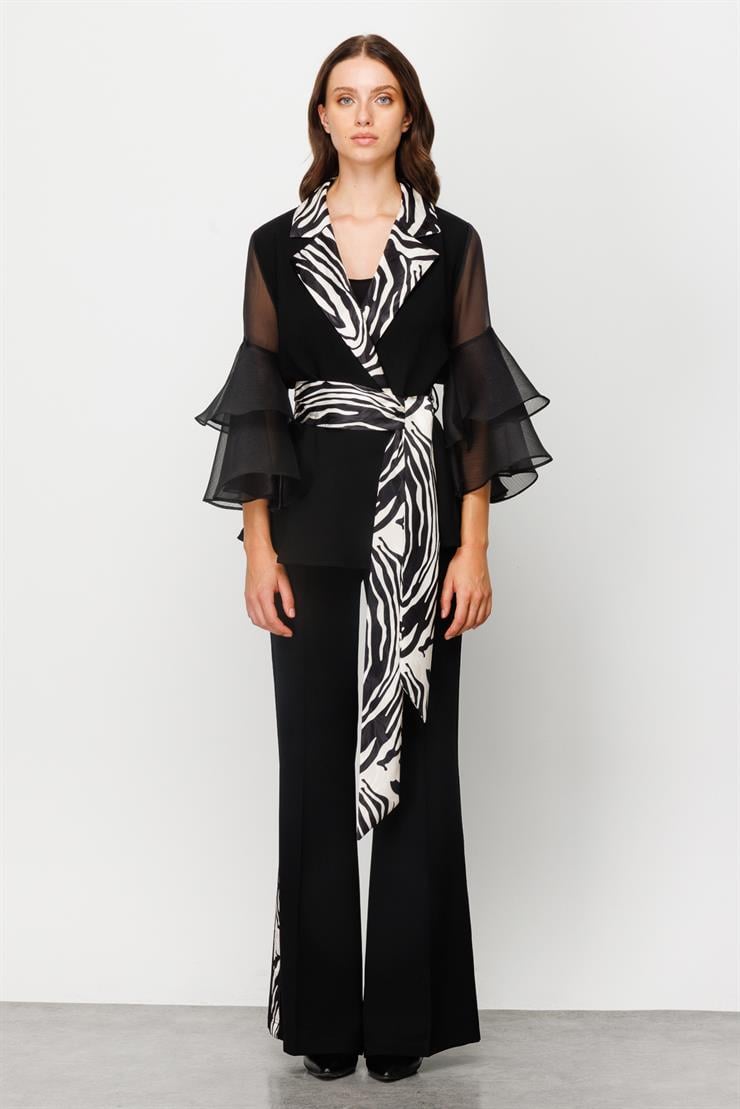 Modailgi  Yanı Şeritli İspanyol Paça Pantolon - 1510 Siyah