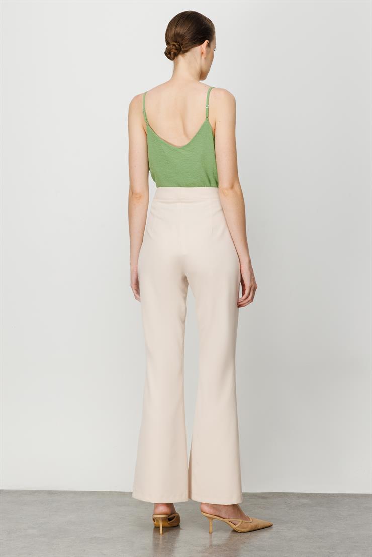 Modailgi  Yırtmaçlı İspanyol Paça Pantolon Taş