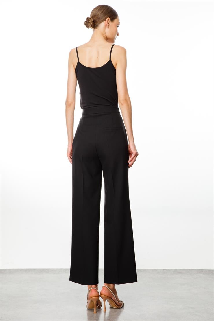 Modailgi  Yüksek Bel Geniş Paça Pantolon Siyah