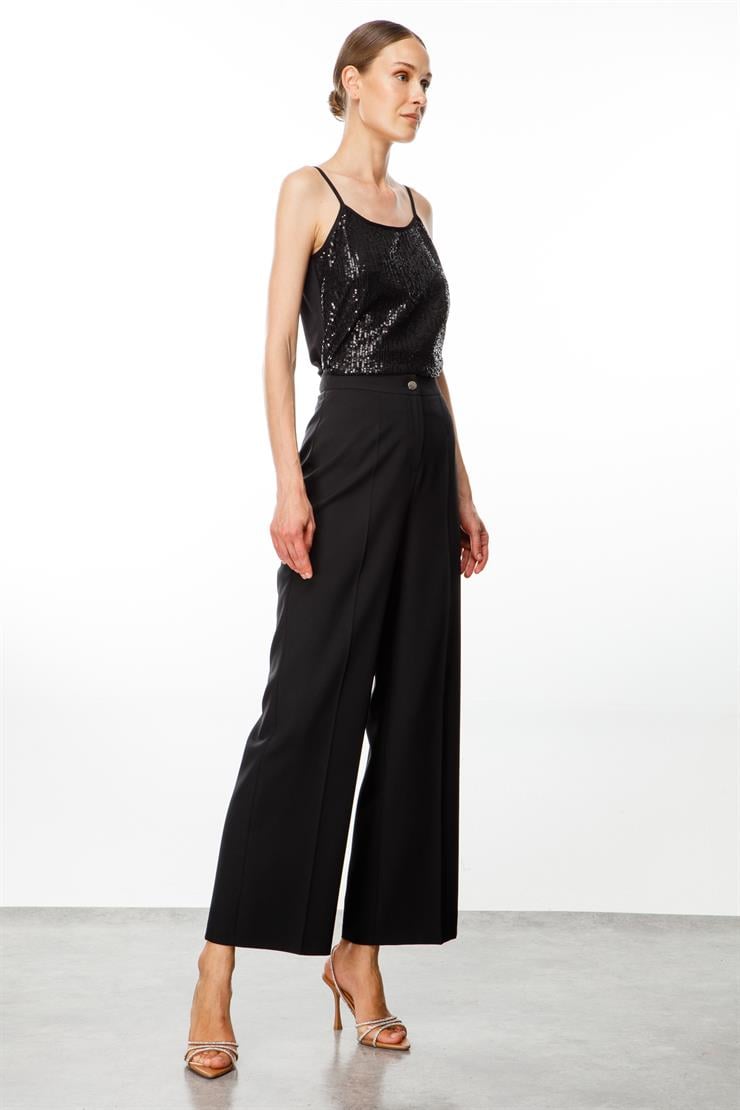 Modailgi  Yüksek Bel Geniş Paça Pantolon Siyah