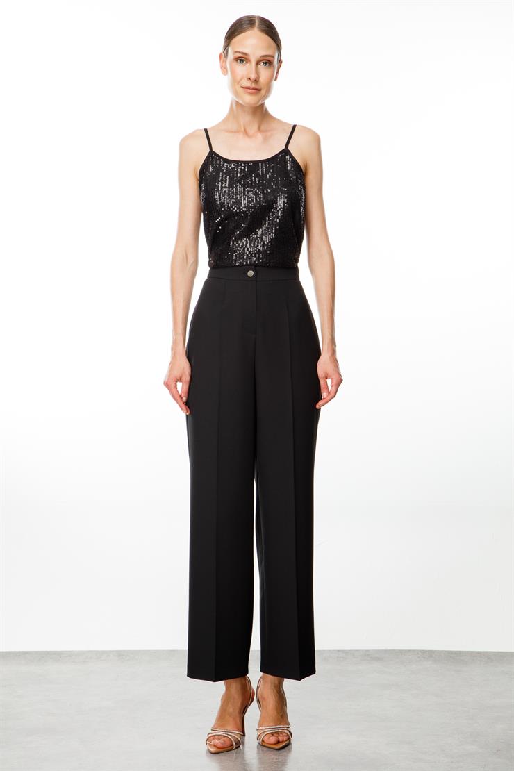 Modailgi  Yüksek Bel Geniş Paça Pantolon Siyah