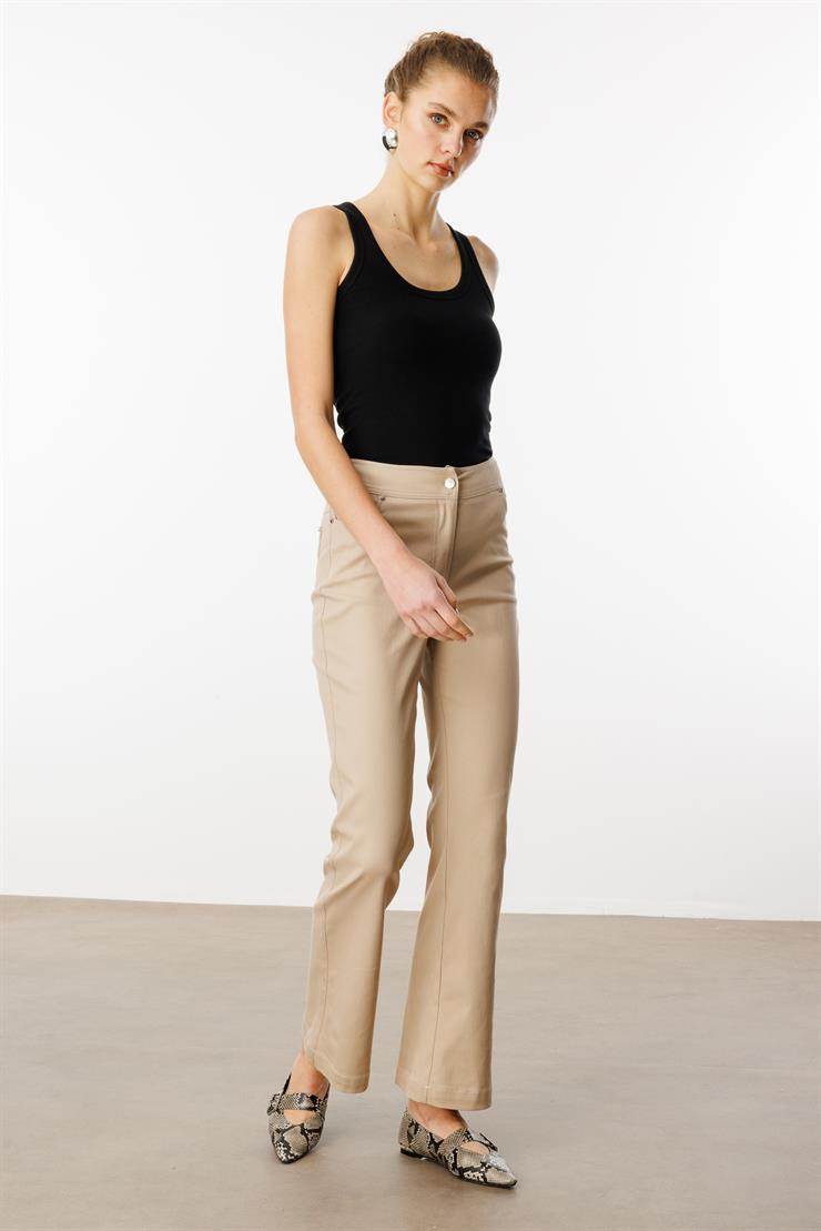 Modailgi  Yüksek Bel İspanyol Paça Spor Dikişli Pantolon - 75201 Taş