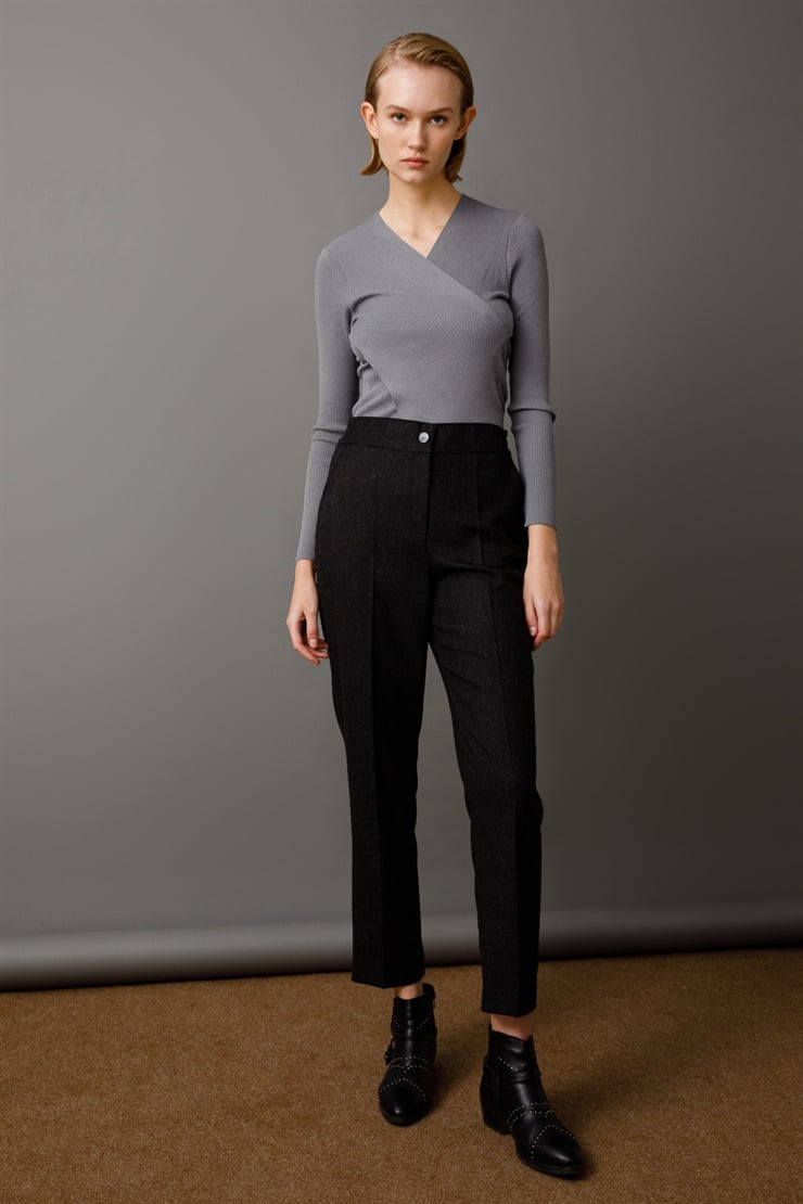 Modailgi  Yüksek Bel Lastik Detaylı Pantolon Antrasit