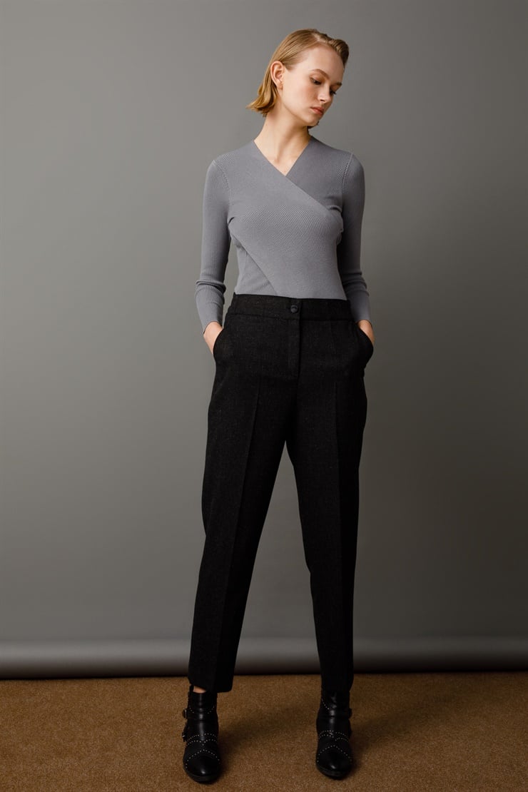 Modailgi  Yüksek Bel Lastik Detaylı Pantolon Antrasit