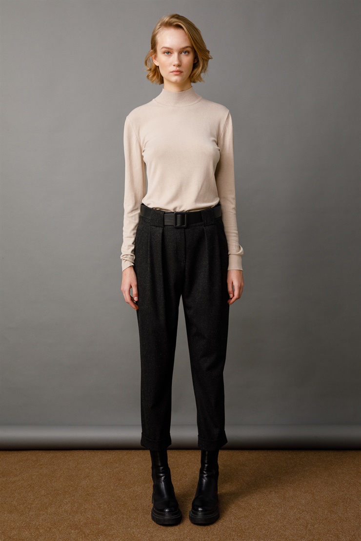 Modailgi  Yüksek Bel Pile Detaylı Pantolon Antrasit