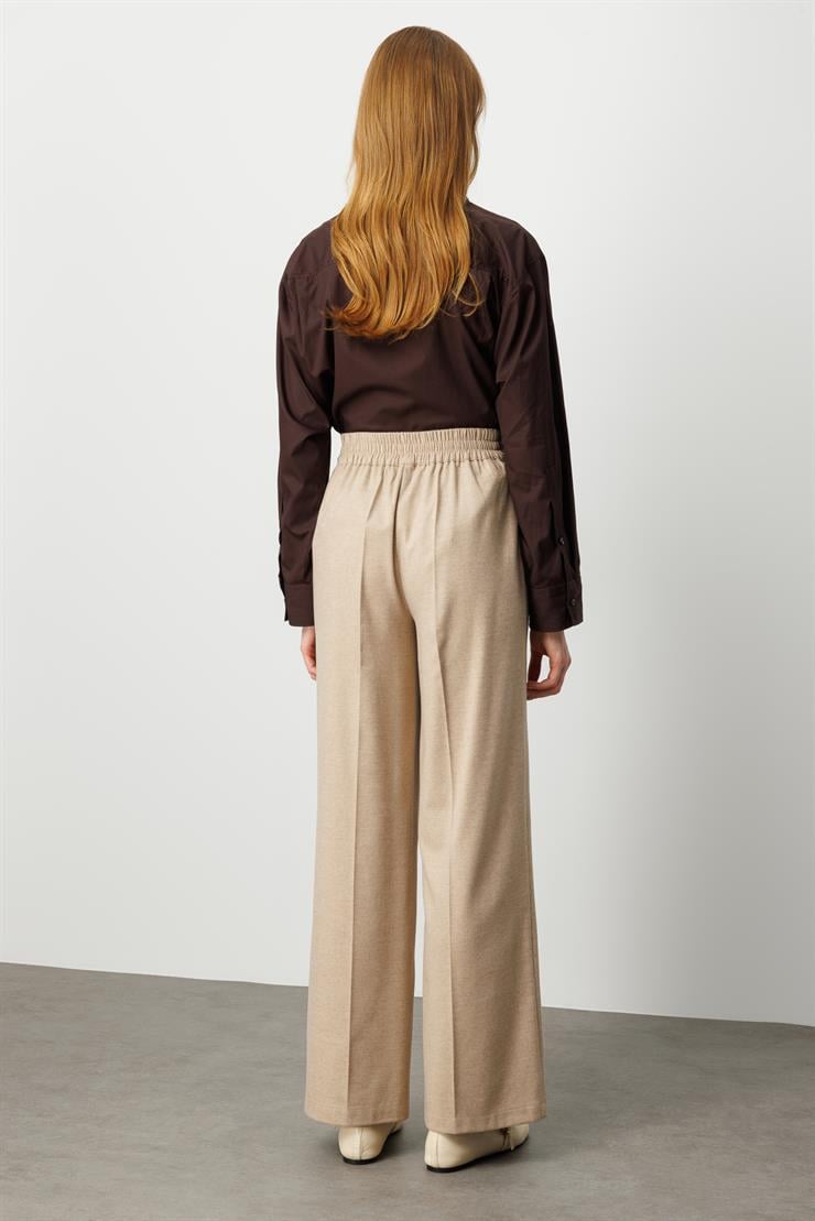 Modailgi  Yüksek Bel Yandan Cepli Plazzo Pantolon - 70048 Vizon