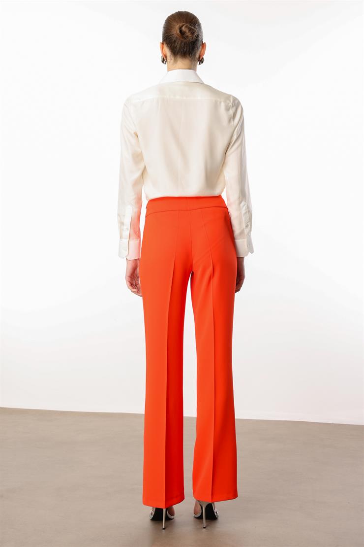 Modailgi  Yüksek Bel Yandan Fermuarlı Bol Paça Pantolon - 7969 Mercan