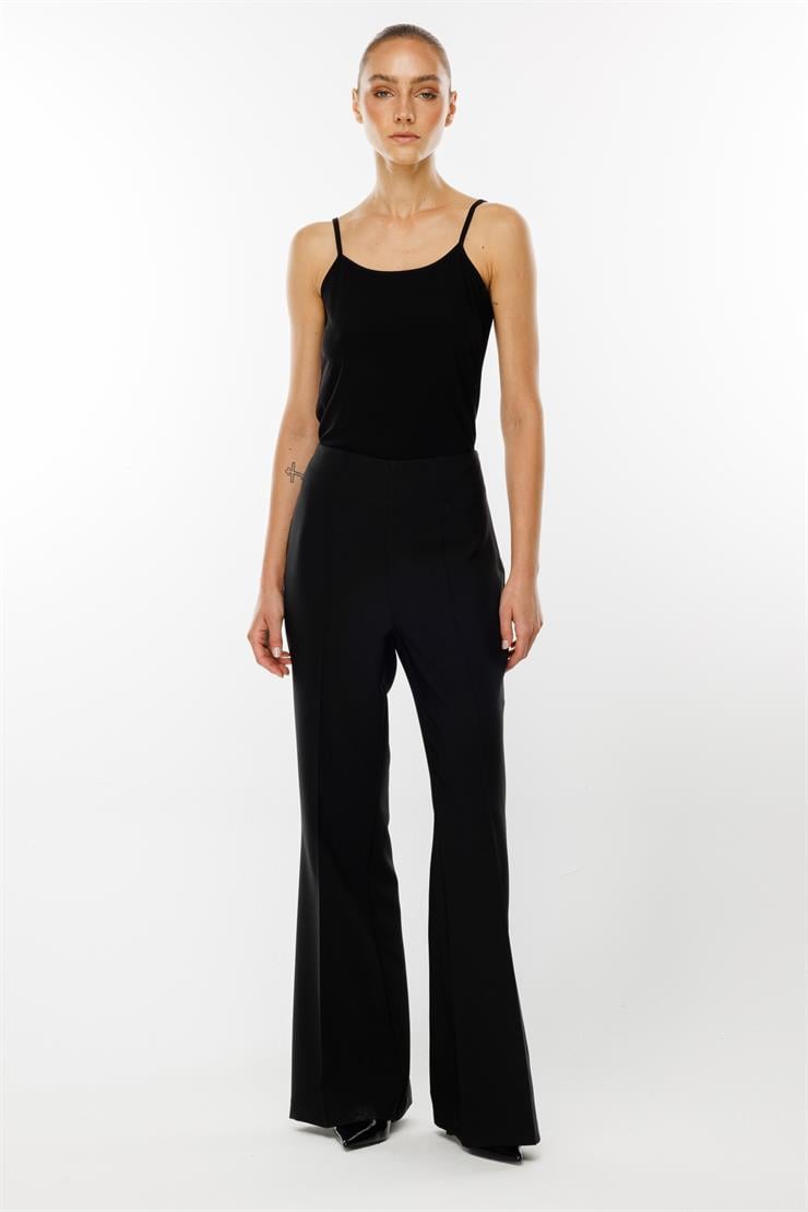 Modailgi  Yüksek Bel Yandan Fermuarlı İspanyol Paça Pantolon - 1570 Siyah