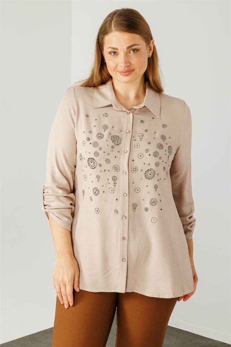 Modailgi  Yün Viskon Gömlek Bej