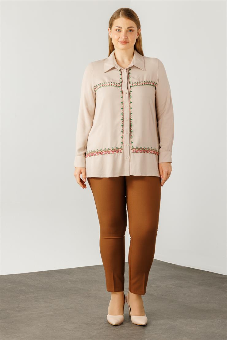 Modailgi  Yün Viskon Gömlek Bej