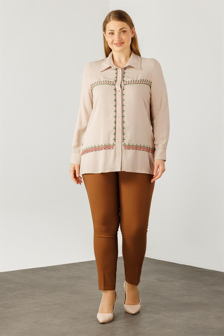 Modailgi  Yün Viskon Gömlek Bej