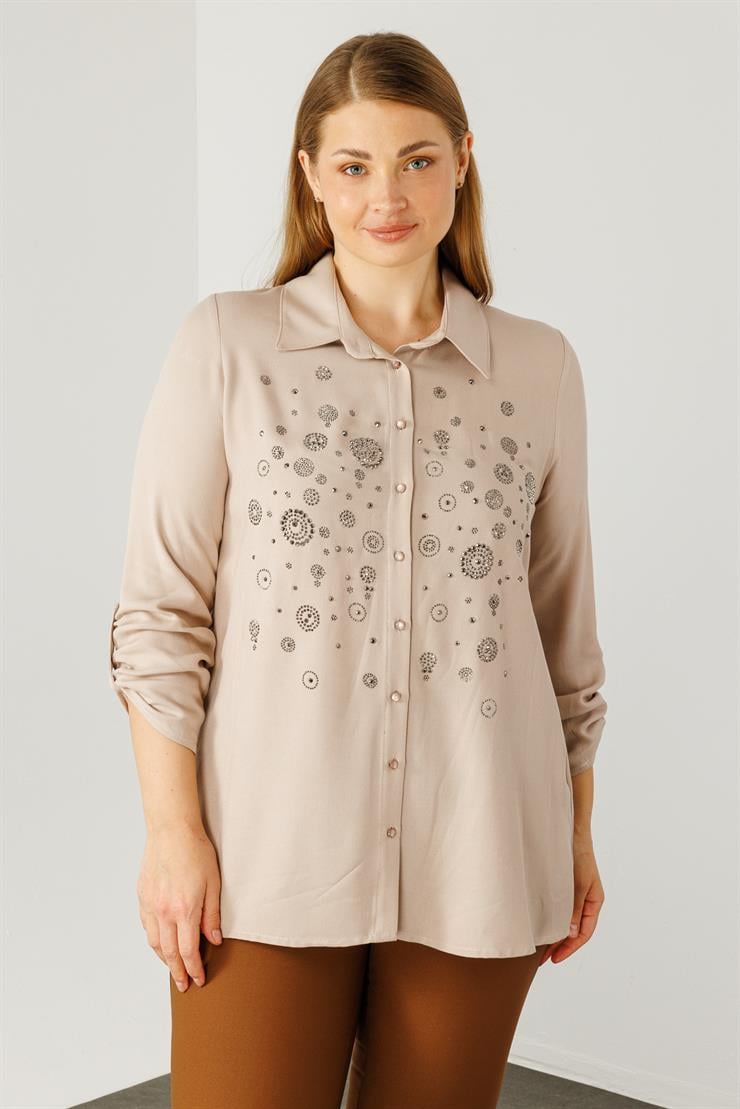 Modailgi  Yün Viskon Gömlek Bej