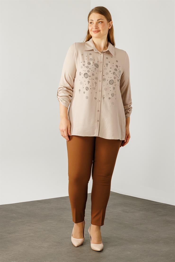 Modailgi  Yün Viskon Gömlek Bej