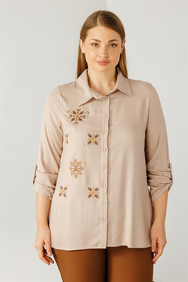 Modailgi  Yün Viskon Gömlek Bej