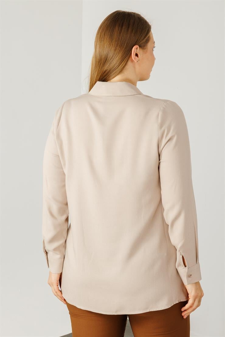 Modailgi  Yün Viskon Gömlek Bej