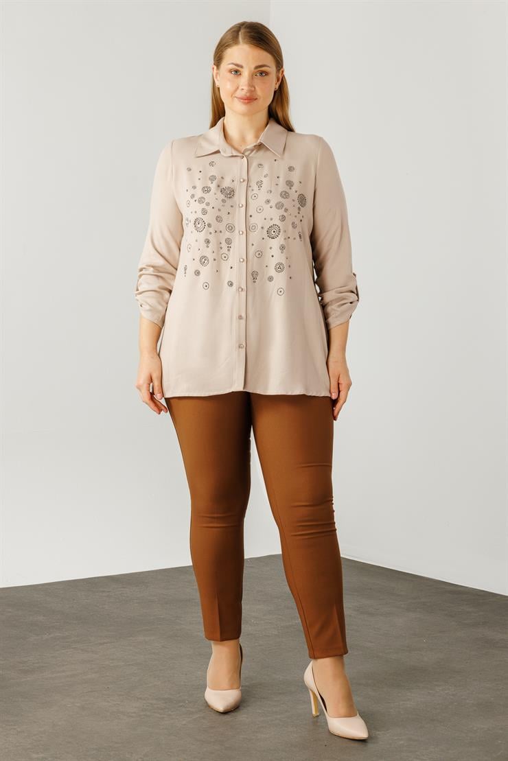 Modailgi  Yün Viskon Gömlek Bej