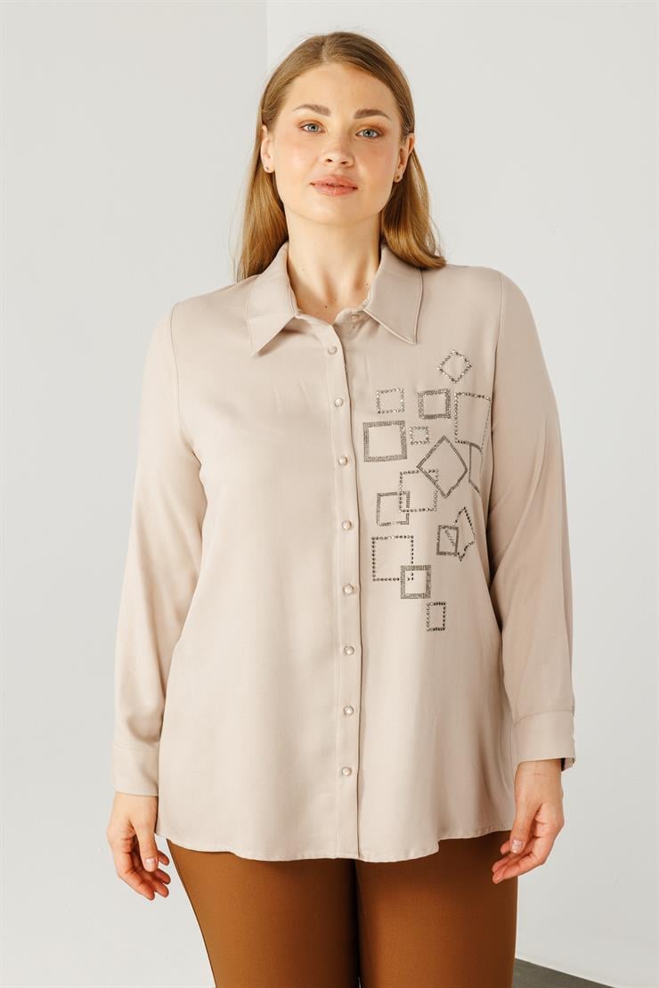 Modailgi  Yün Viskon Gömlek Bej