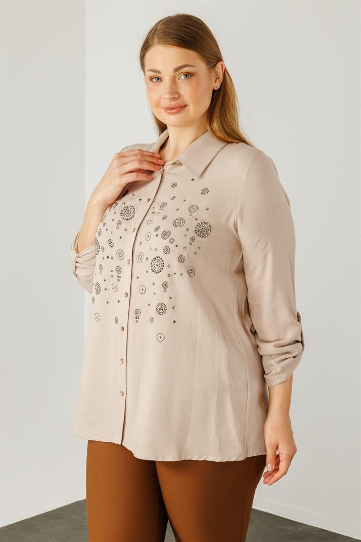 Modailgi  Yün Viskon Gömlek Bej