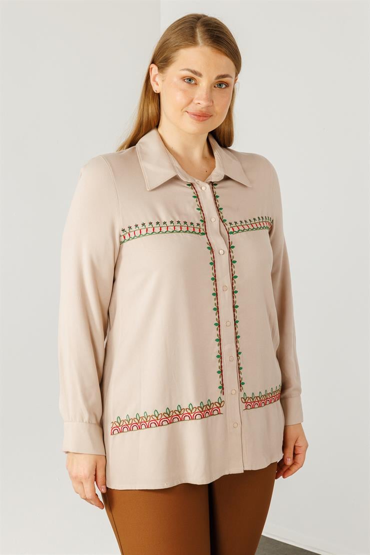 Modailgi  Yün Viskon Gömlek Bej