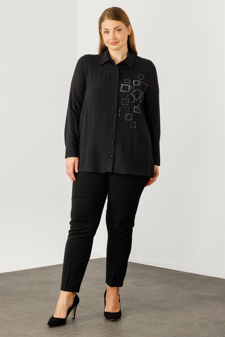 Modailgi  Yün Viskon Gömlek Siyah