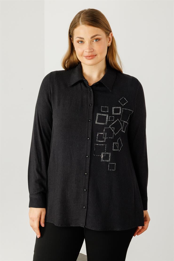 Modailgi  Yün Viskon Gömlek Siyah