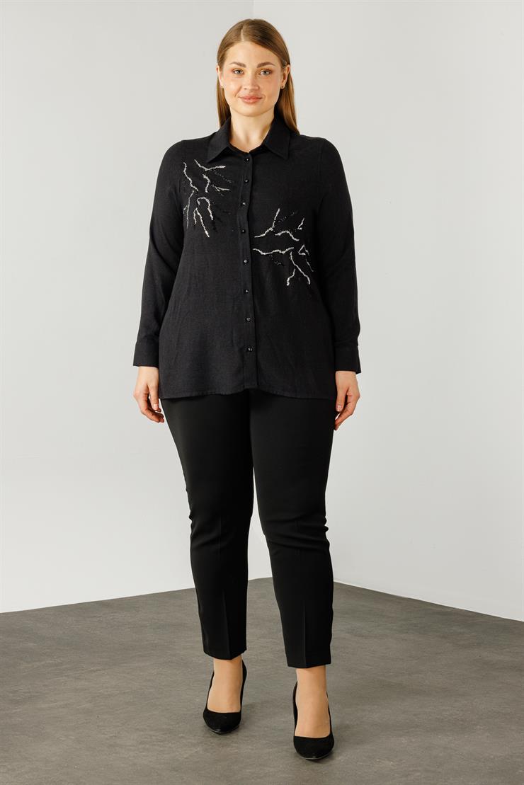 Modailgi  Yün Viskon Gömlek Siyah