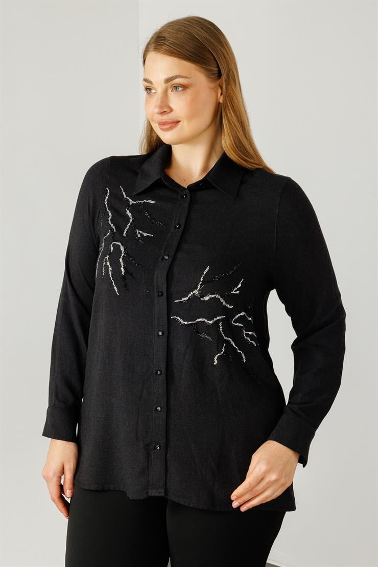 Modailgi  Yün Viskon Gömlek Siyah