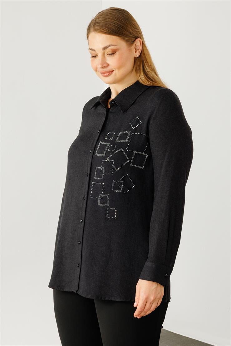 Modailgi  Yün Viskon Gömlek Siyah