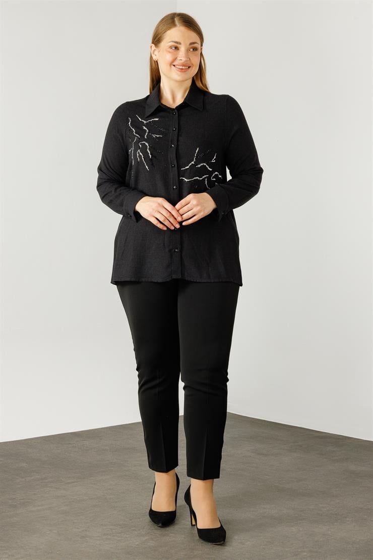 Modailgi  Yün Viskon Gömlek Siyah