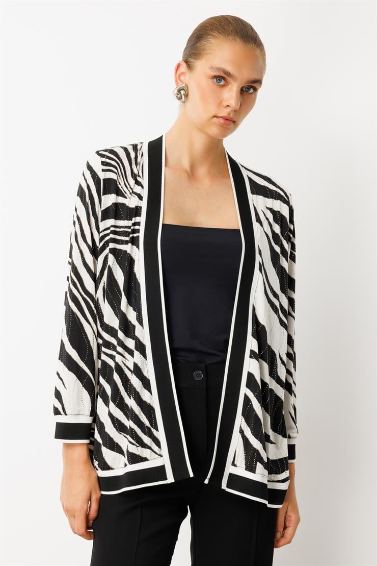 Modailgi  Zebra Desen Ribanalı Ceket Zebra