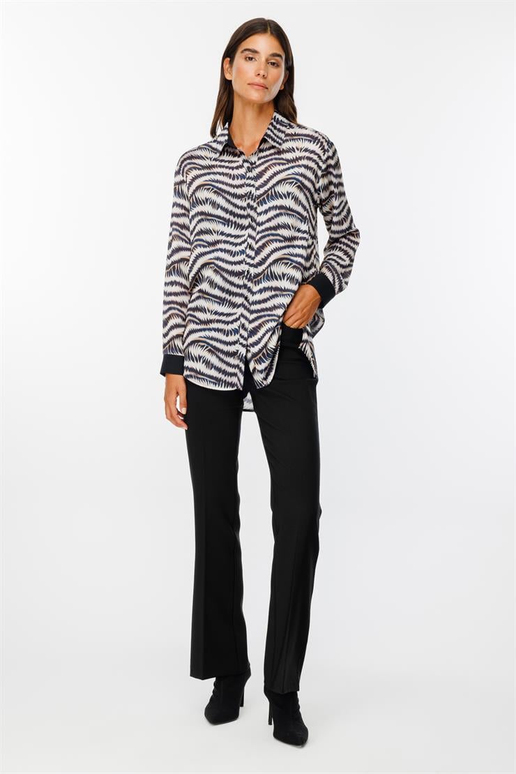 Modailgi  Zebra Desenli Saten Gömlek Orijinal