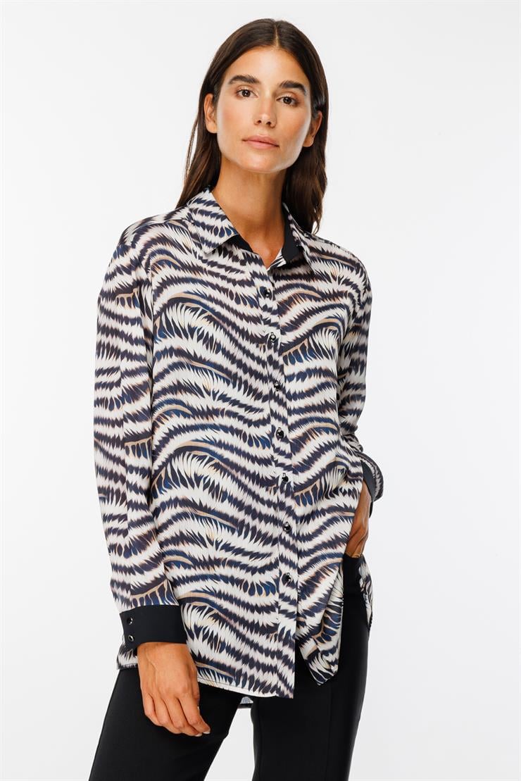 Modailgi  Zebra Desenli Saten Gömlek Orijinal