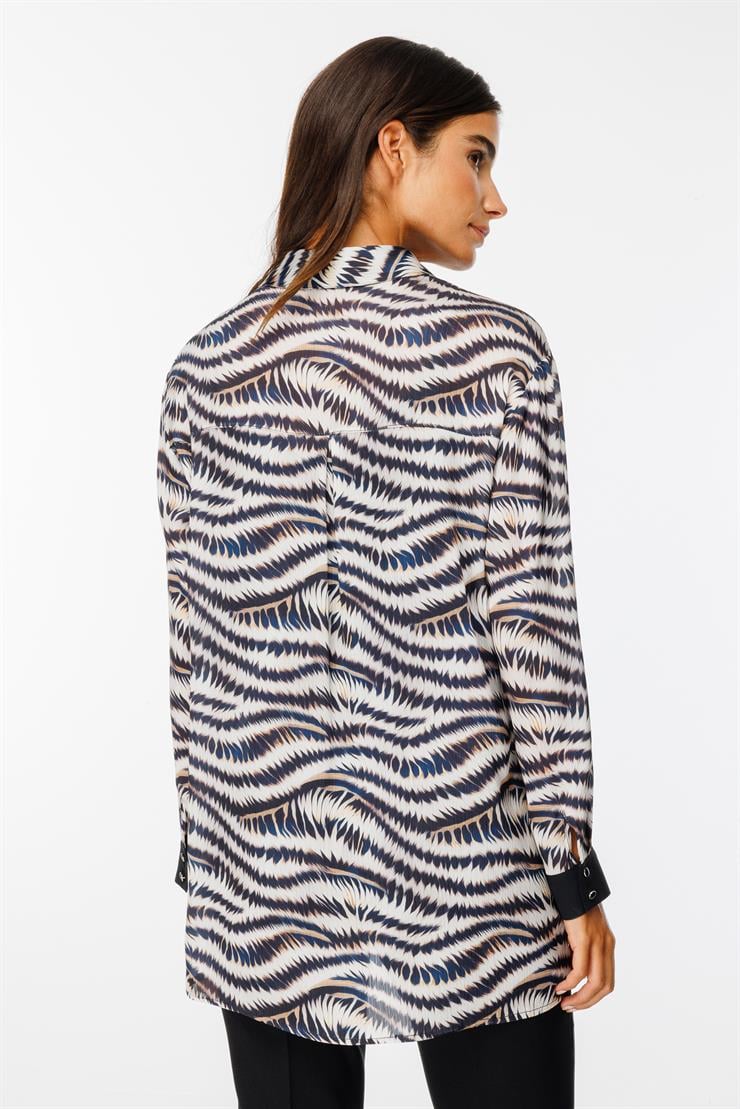 Modailgi  Zebra Desenli Saten Gömlek Orijinal