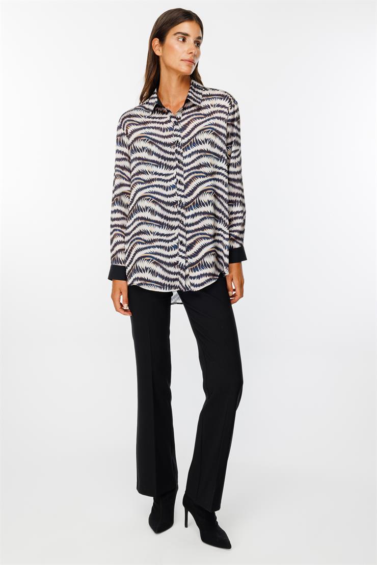 Modailgi  Zebra Desenli Saten Gömlek Orijinal