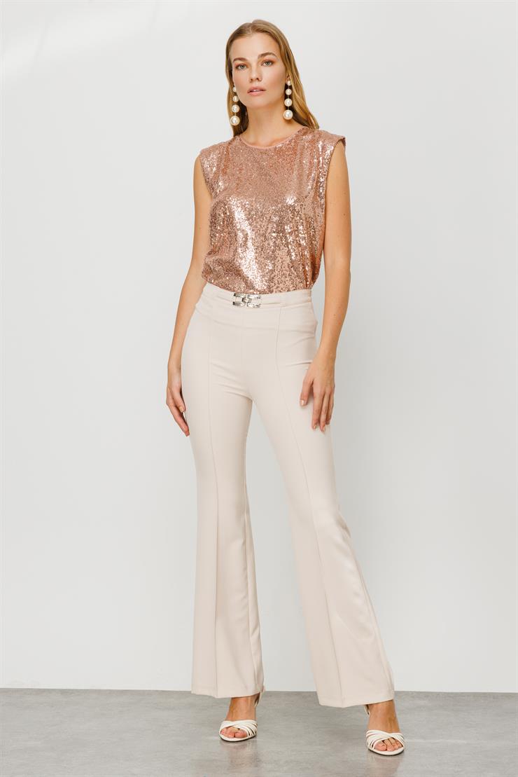 Modailgi  Zincir Kemer Tokalı Pantolon Taş