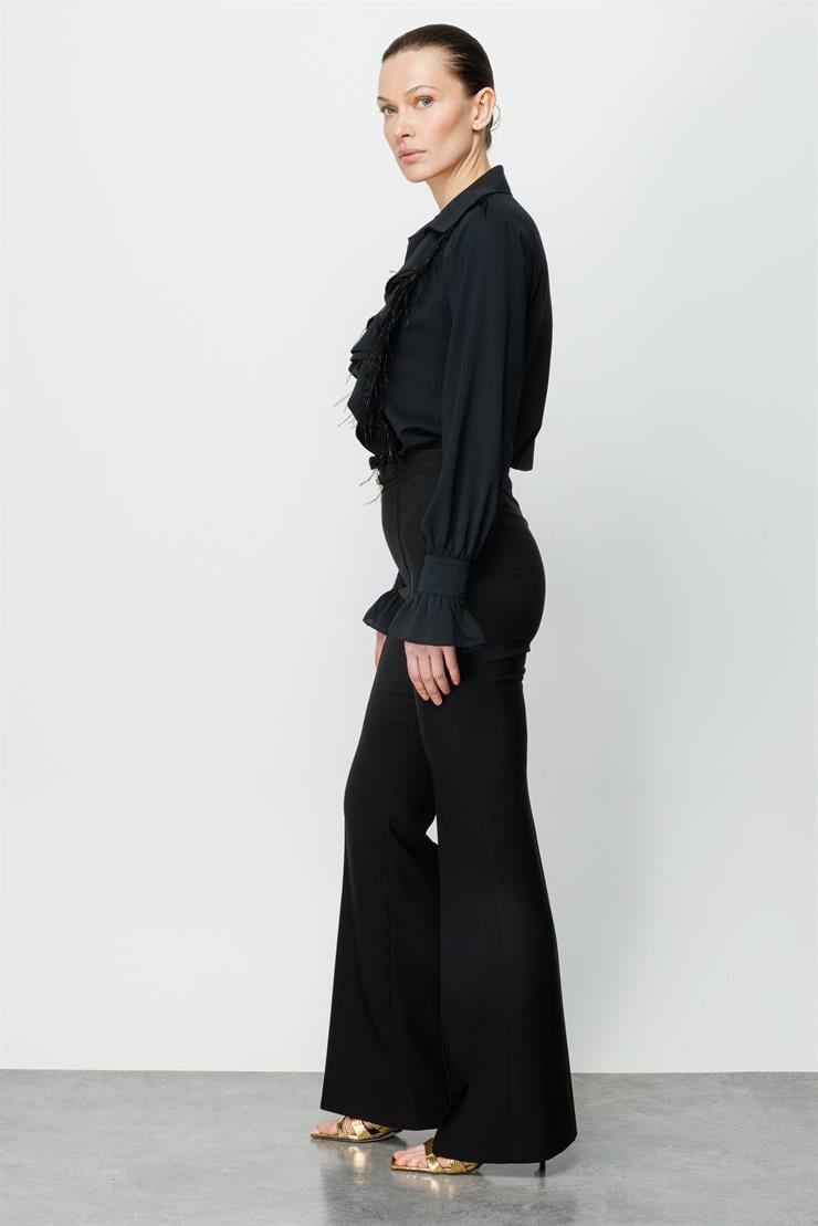 Modailgi  Zincir Kemer Tokalı Pantolon Siyah