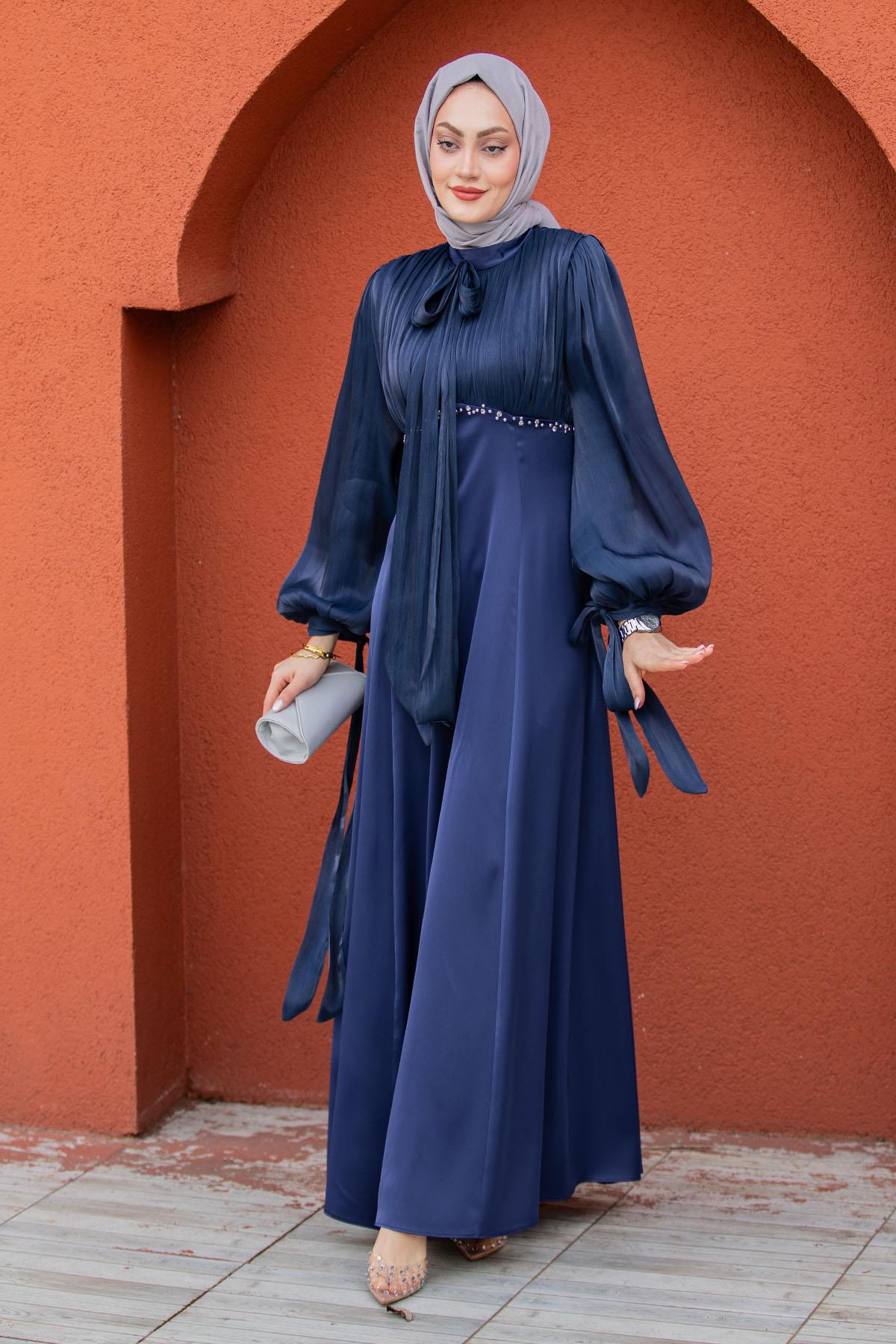 Swis Yoryo Saten Taşlı Abiye-Laci