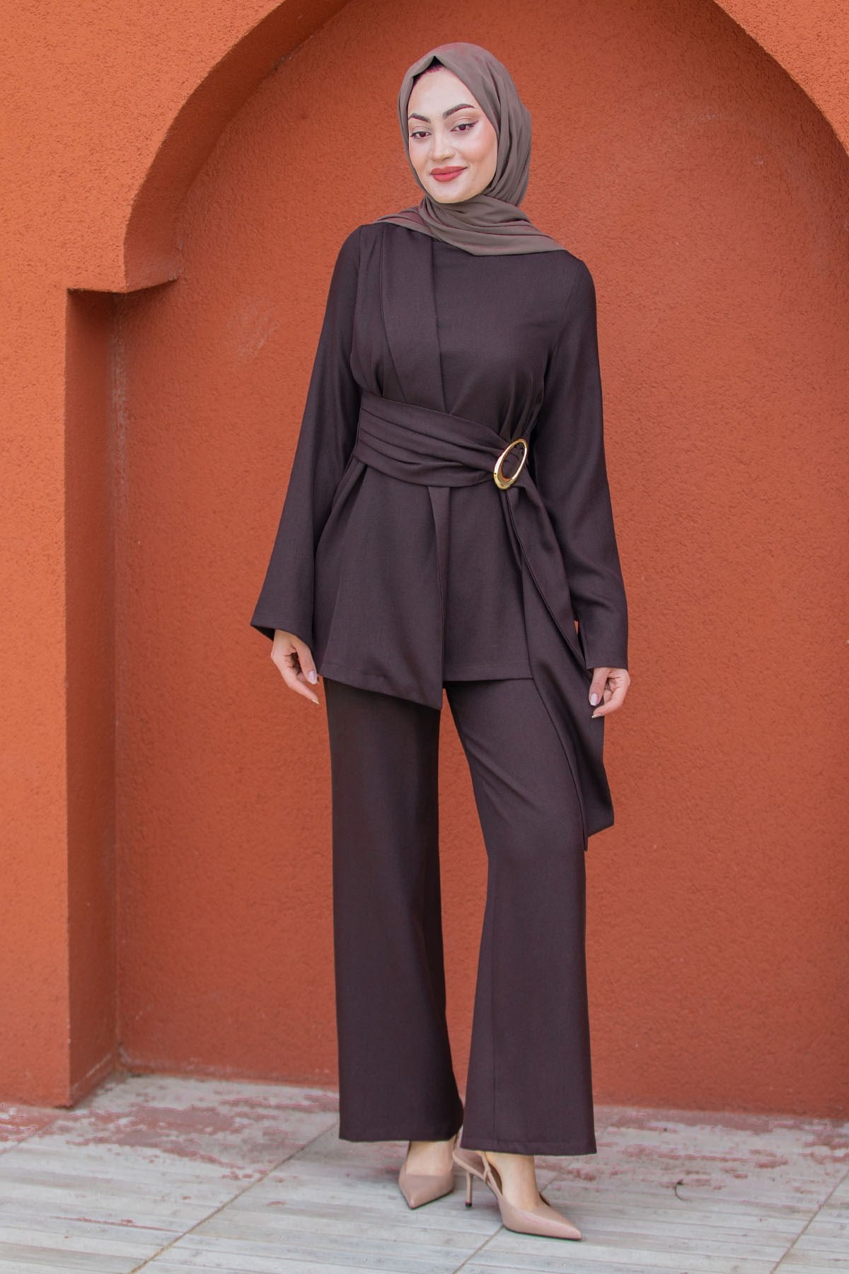 Twin Bluz Pantolon Keten Dokuma Takım-Khv