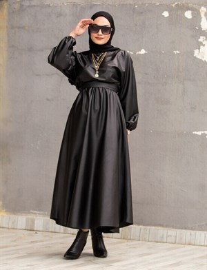Deri Mevlana Elbise-Siyah