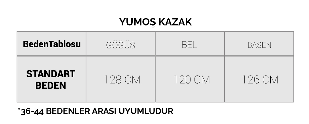 Yumoş Kazak Beden Tablosu