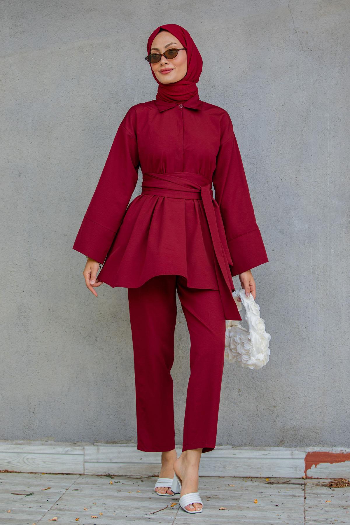 Beby Tericotton Tunik Pantolon Takım-Bordo