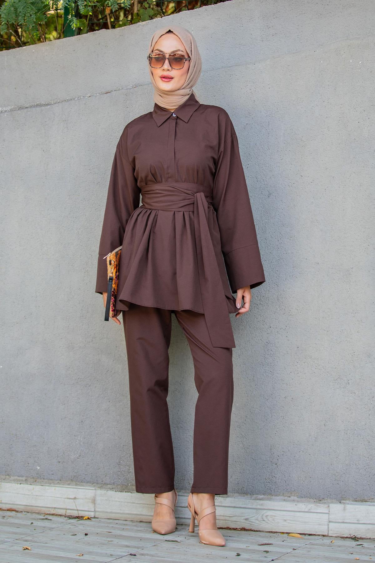 Beby Tericotton Tunik Pantolon Takım-Kahve