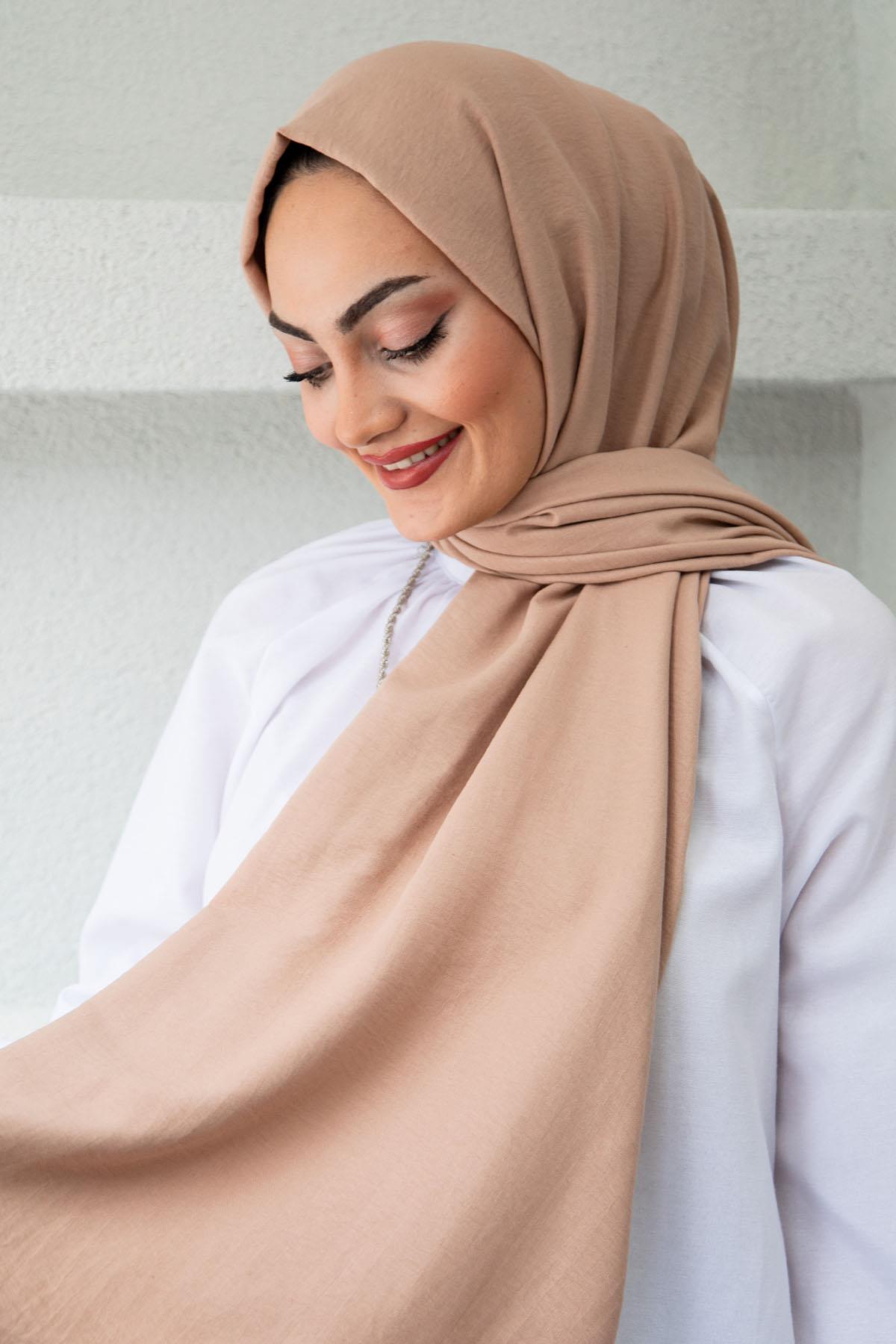 Cazz Tesettür Şal Modeli-Taba
