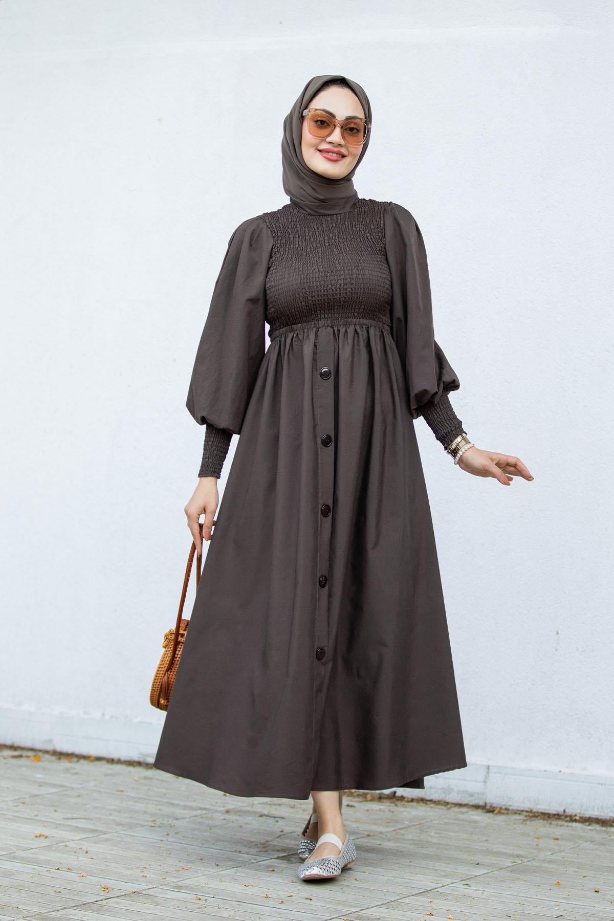 Ella Gipeli Pamuk Cotton Elbise-AcıKahve