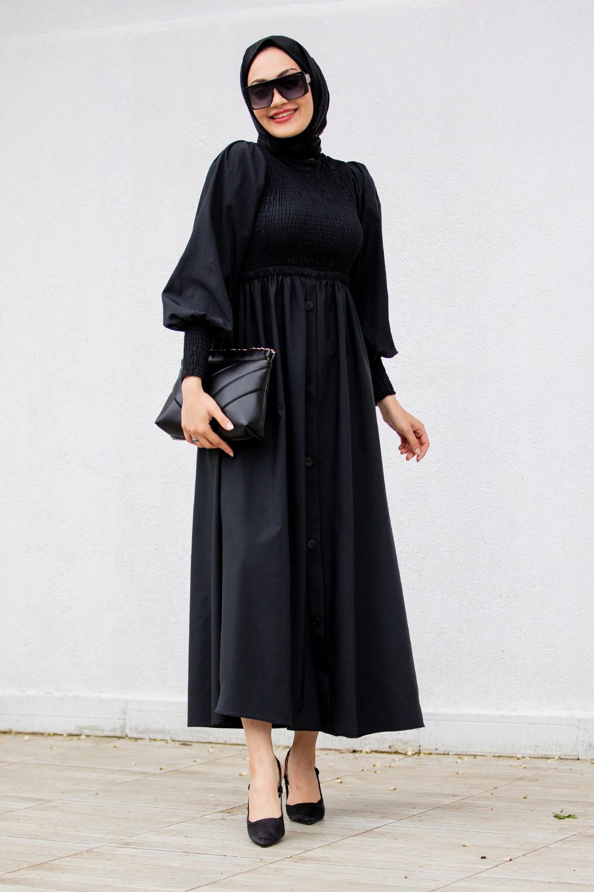 Ella Gipeli Pamuk Cotton Elbise-Siyah