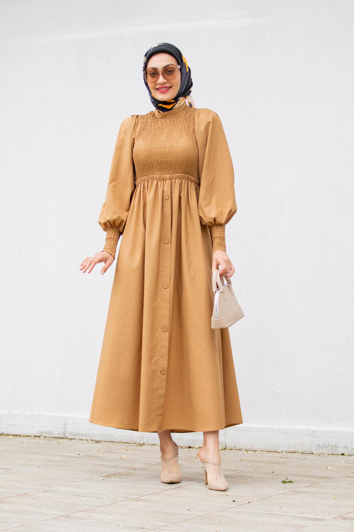 Ella Gipeli Pamuk Cotton Elbise-Taba