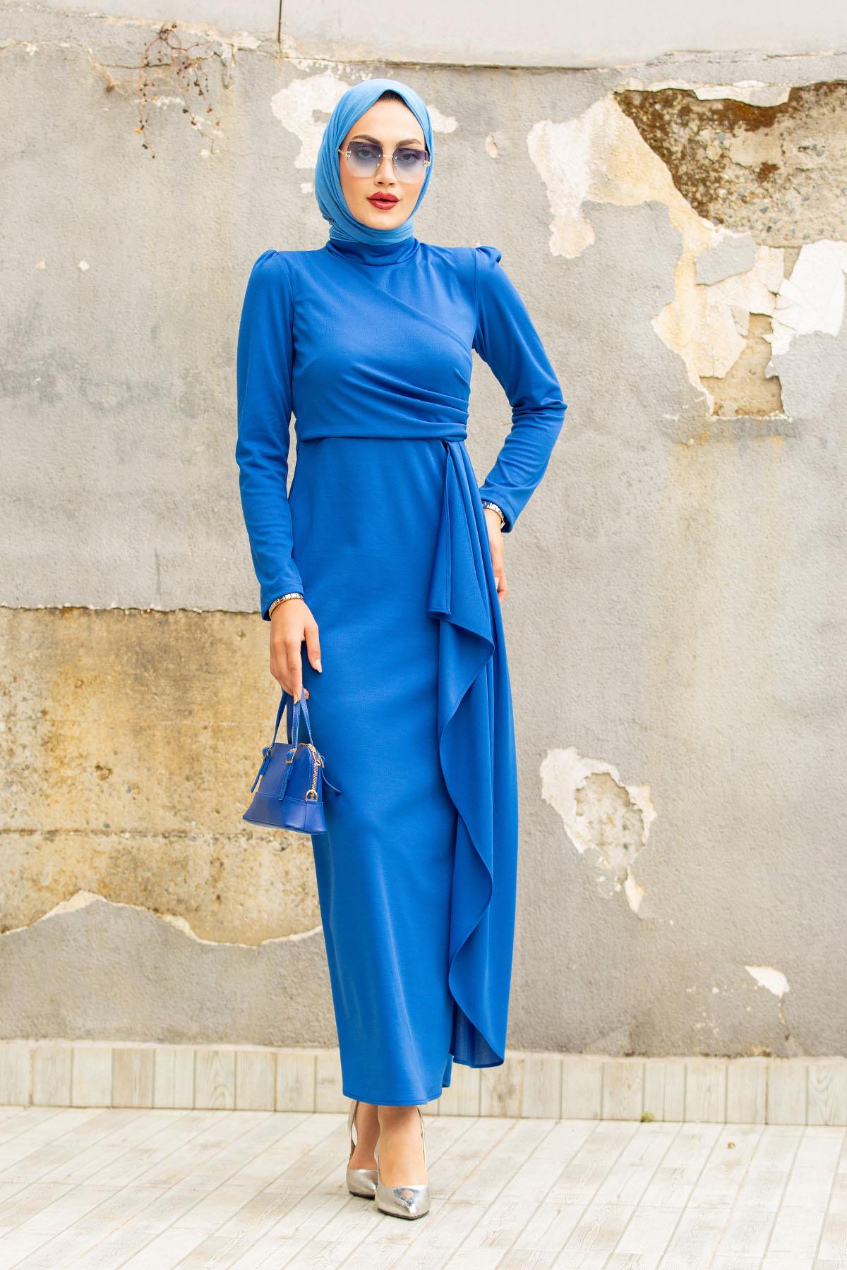 Lily Drape Pile Özel Gün Elbisesi-Saks