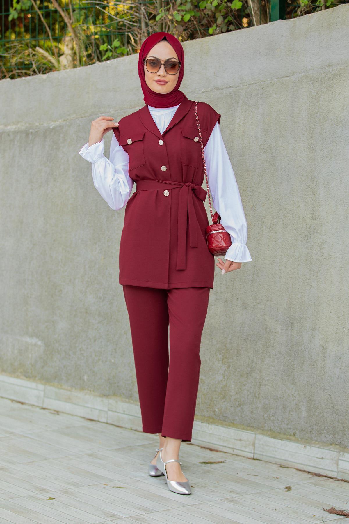 Lim Bluz Hediyeli Üçlü Takım-Bordo