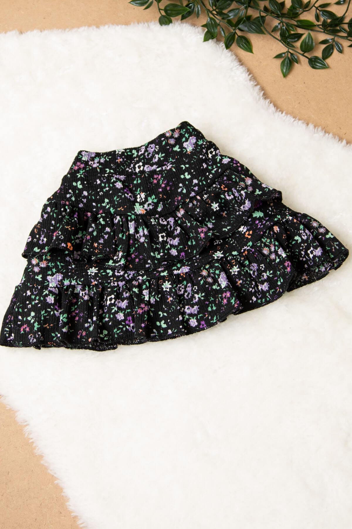 Minimal Desen Şort Etek-MorÇiçekli