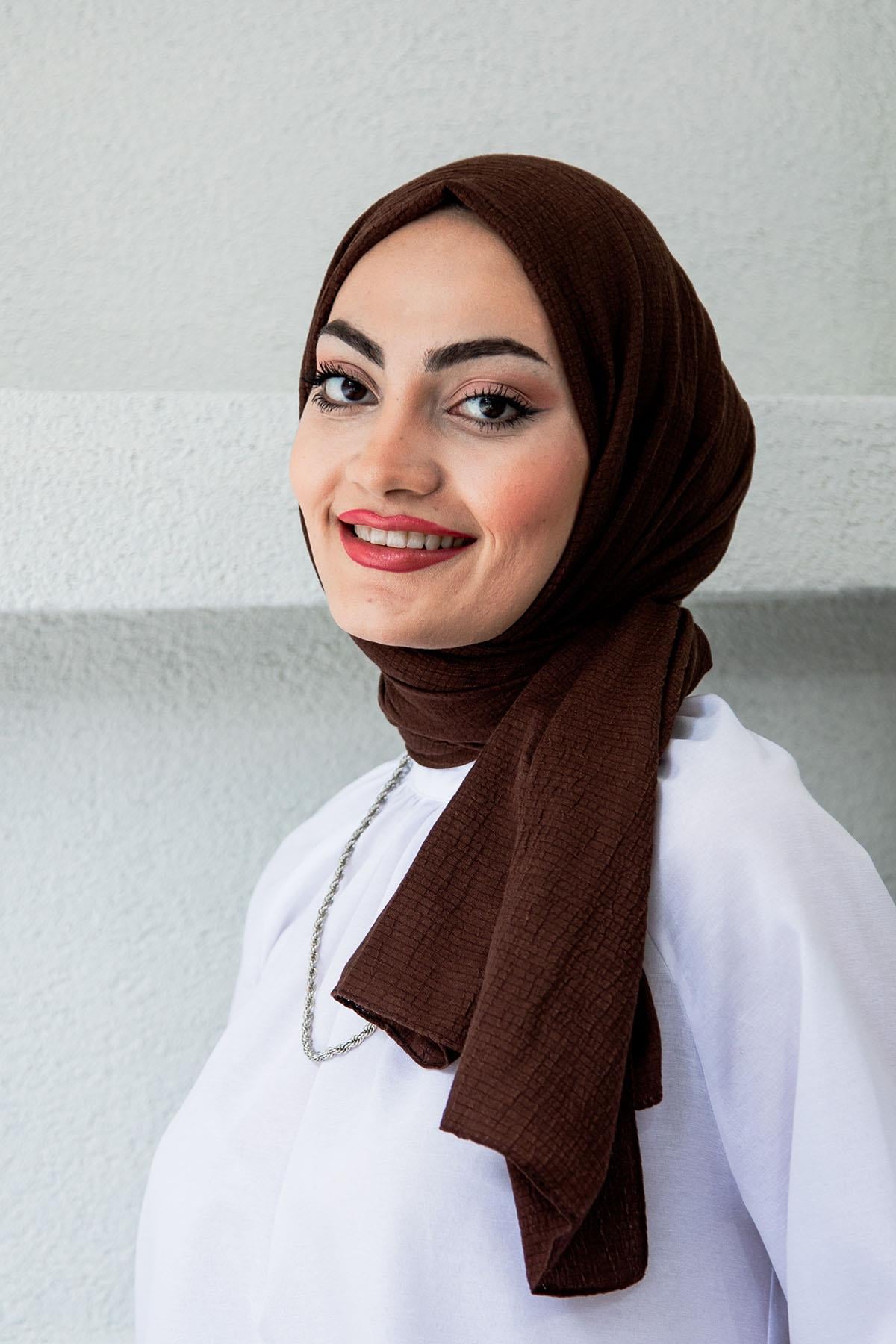 Mio Bürümcük Tesettür Şal Modeli-AcıKahve